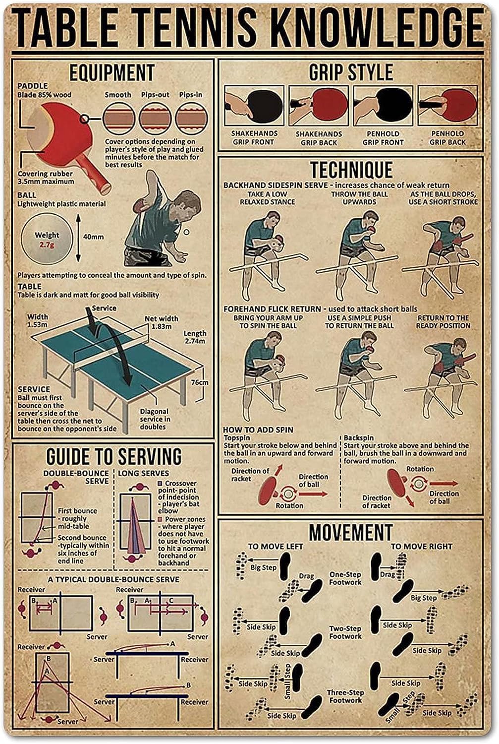 Table Tennis Knowledge Poster - Table Tennis Knowledge Poster Tin Sign