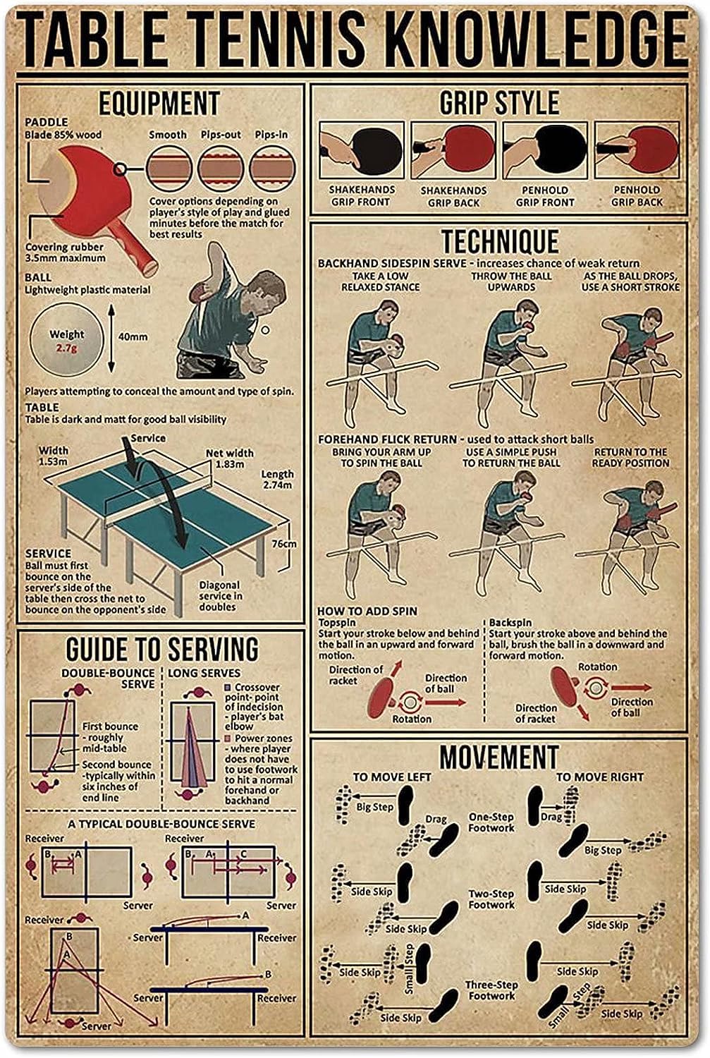 Table Tennis Knowledge Poster - Table Tennis Knowledge Poster Tin Sign